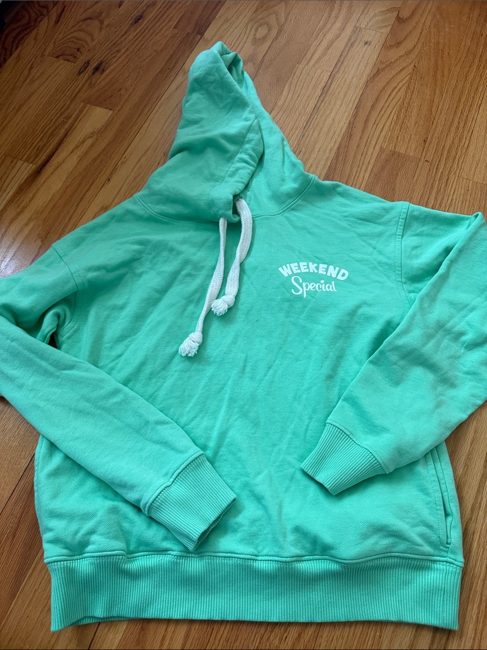 Edie Parker Mint Green "Weekend Special" Crewneck Hoodie